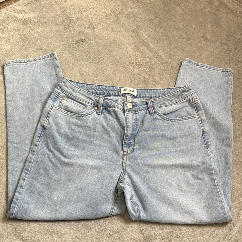 Seven For All Mankind Women’s Light Blue Straight Leg Jeans, Size 12